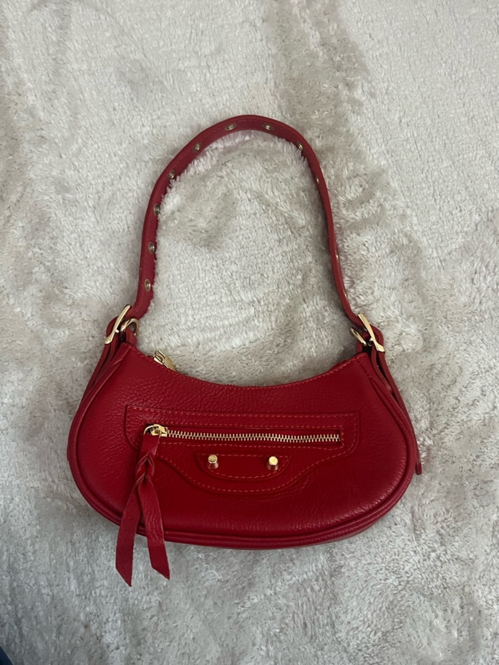 Italian Leather Red Shoulder Bag